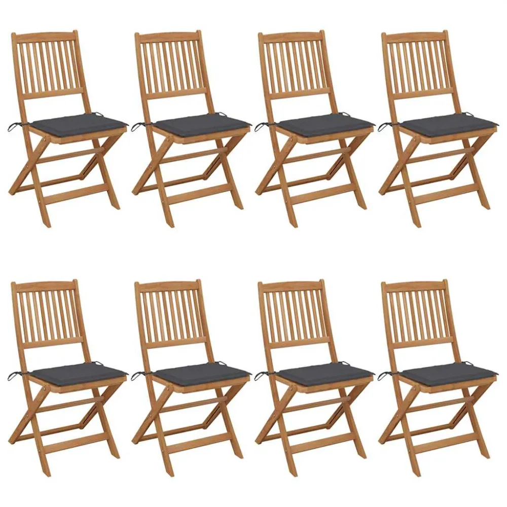 Tuinstoelen 8 st inklapbaar met kussens massief acaciahout vidaXL