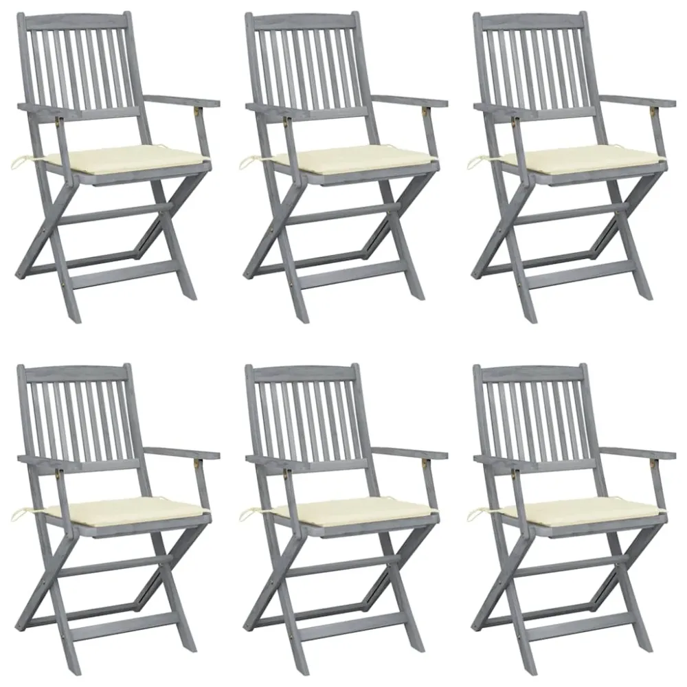 Tuinstoelen 6 st inklapbaar met kussens massief acaciahout vidaXL