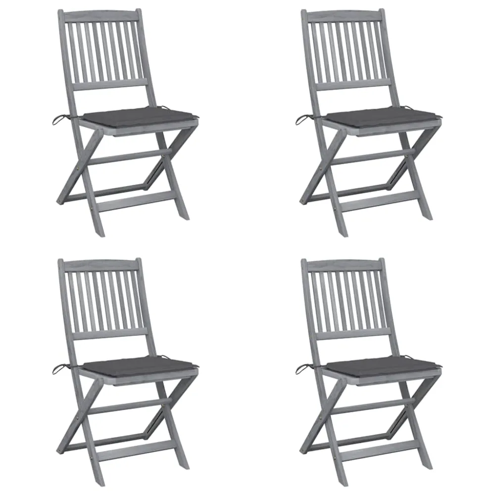 Tuinstoelen 4 st inklapbaar met kussens massief acaciahout vidaXL
