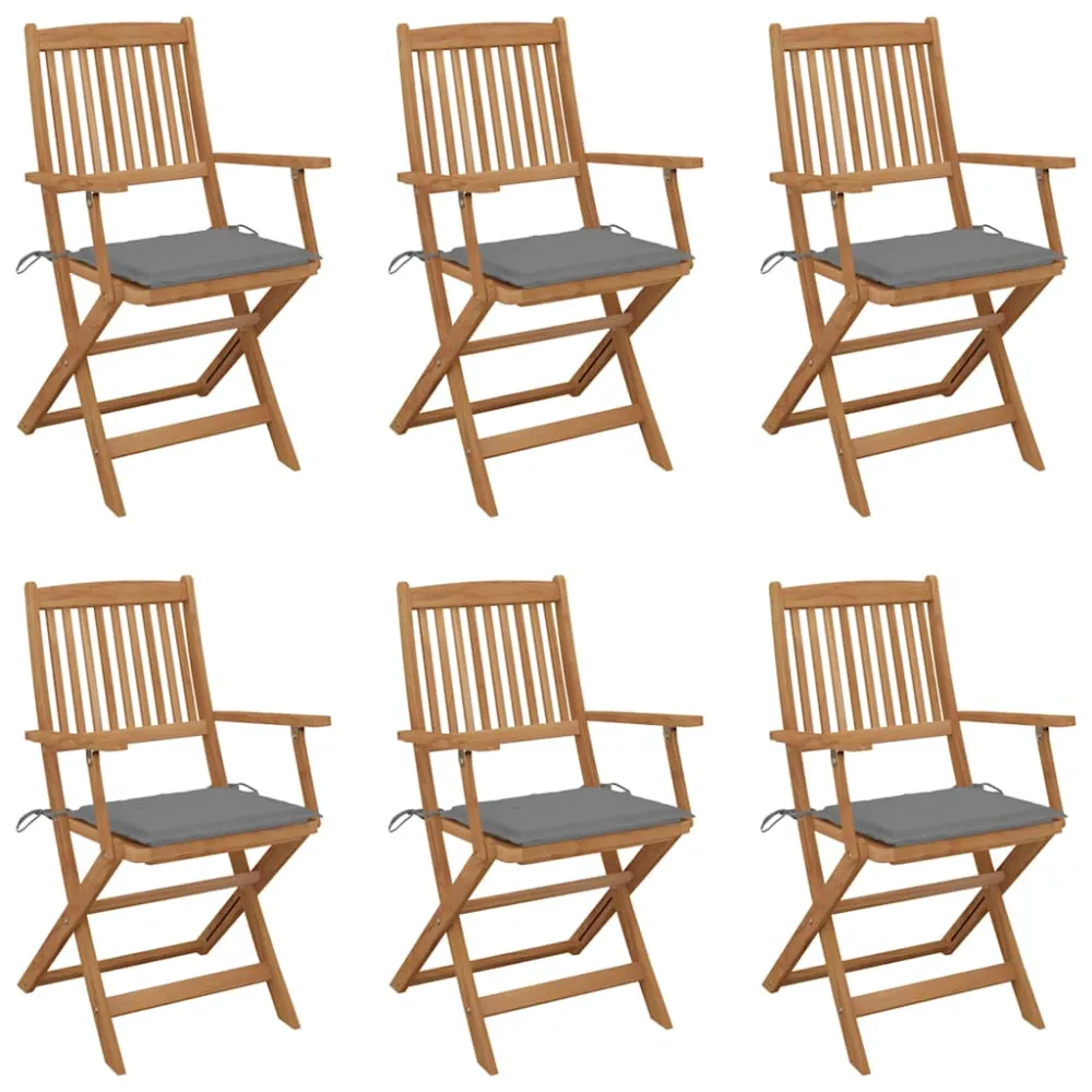 Tuinstoelen 6 st inklapbaar met kussens massief acaciahout vidaXL