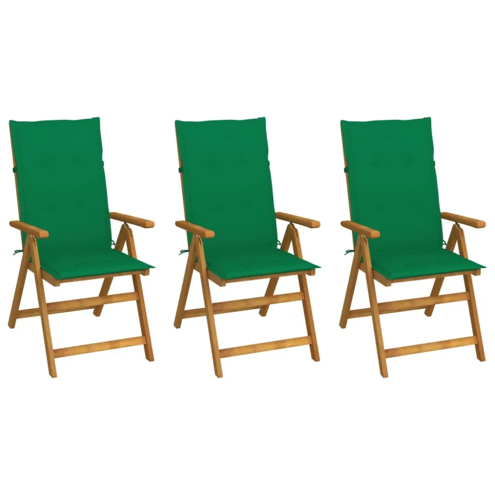 Tuinstoelen 3 st inklapbaar met kussens massief acaciahout vidaXL