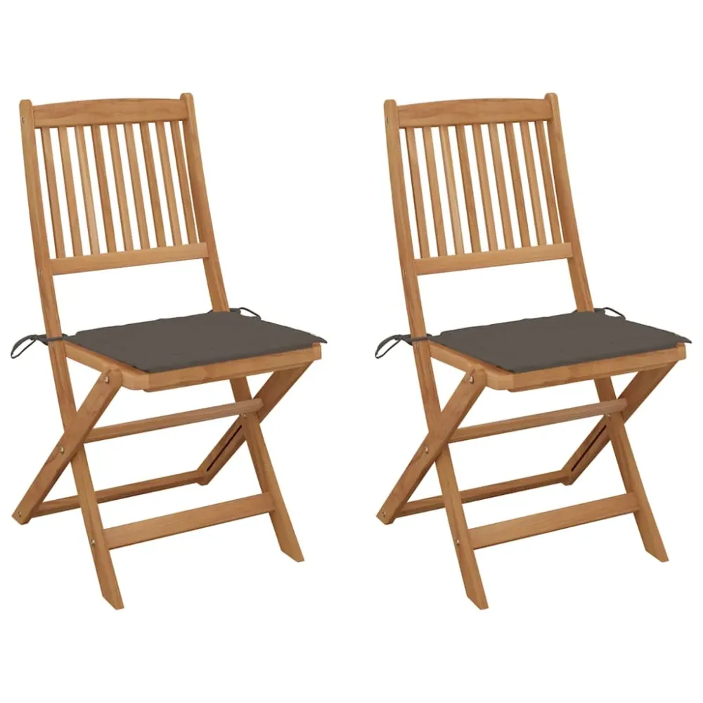 Tuinstoelen 2 st inklapbaar met kussens massief acaciahout vidaXL