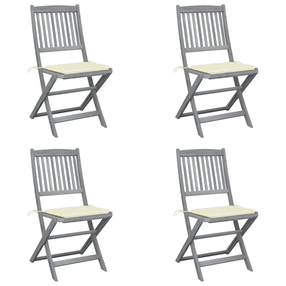 Tuinstoelen 4 st inklapbaar met kussens massief acaciahout vidaXL