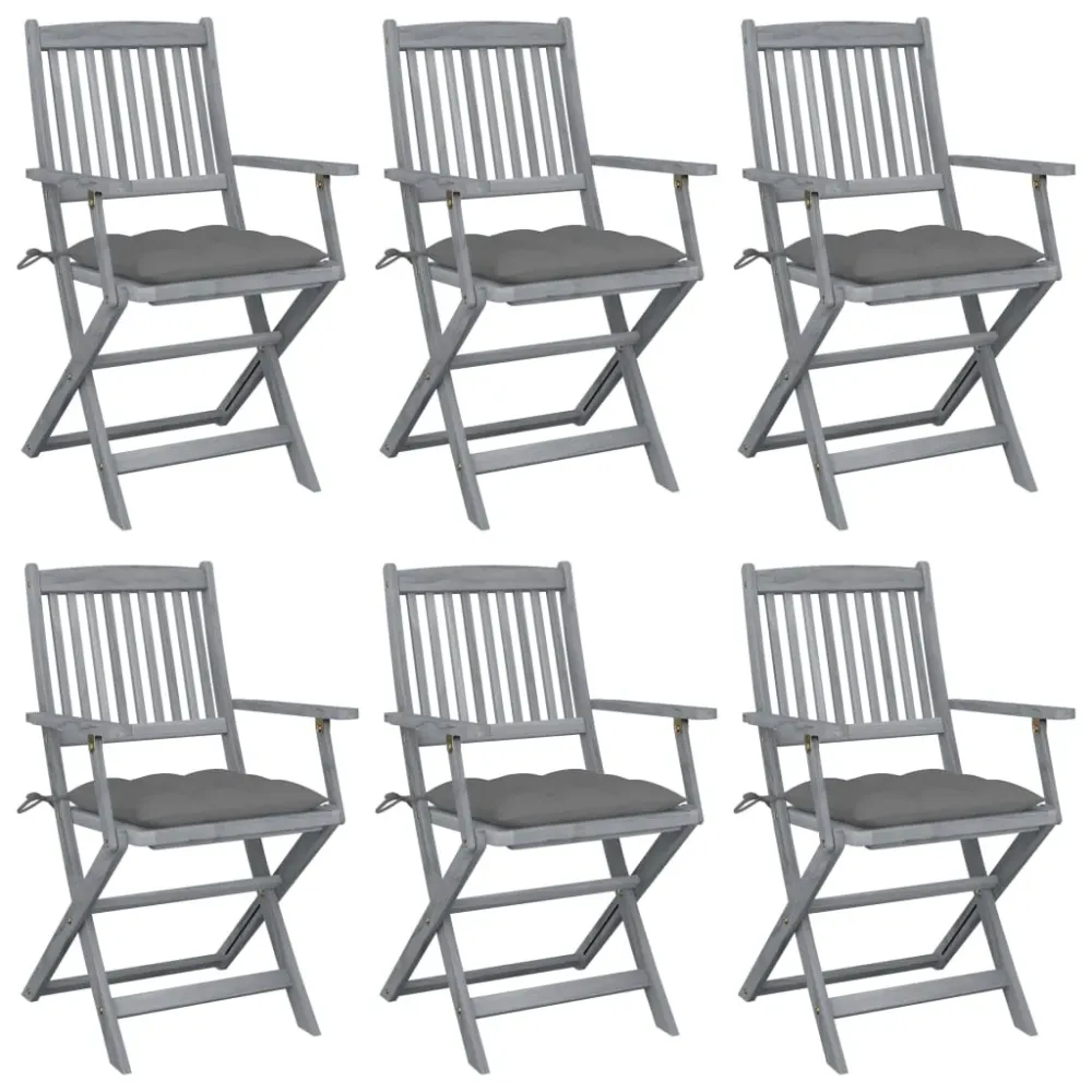 Tuinstoelen 6 st inklapbaar met kussens massief acaciahout vidaXL