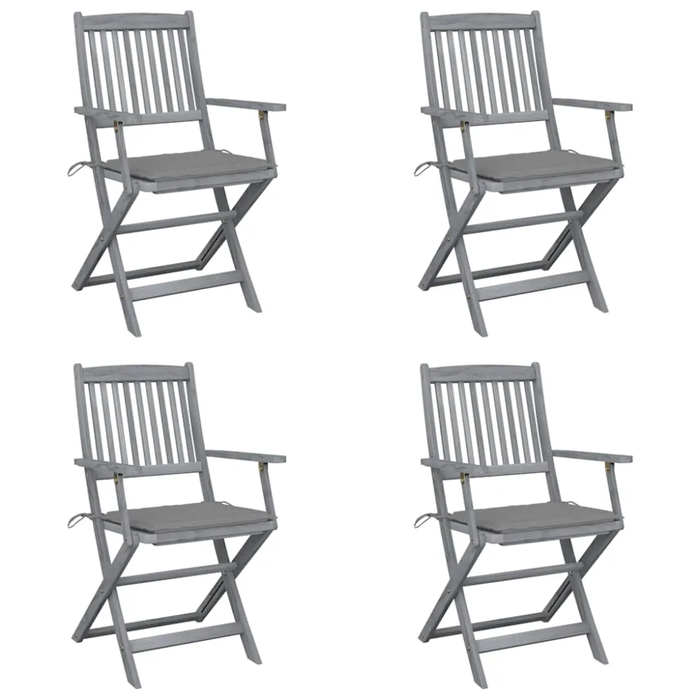 Tuinstoelen 4 st inklapbaar met kussens massief acaciahout vidaXL