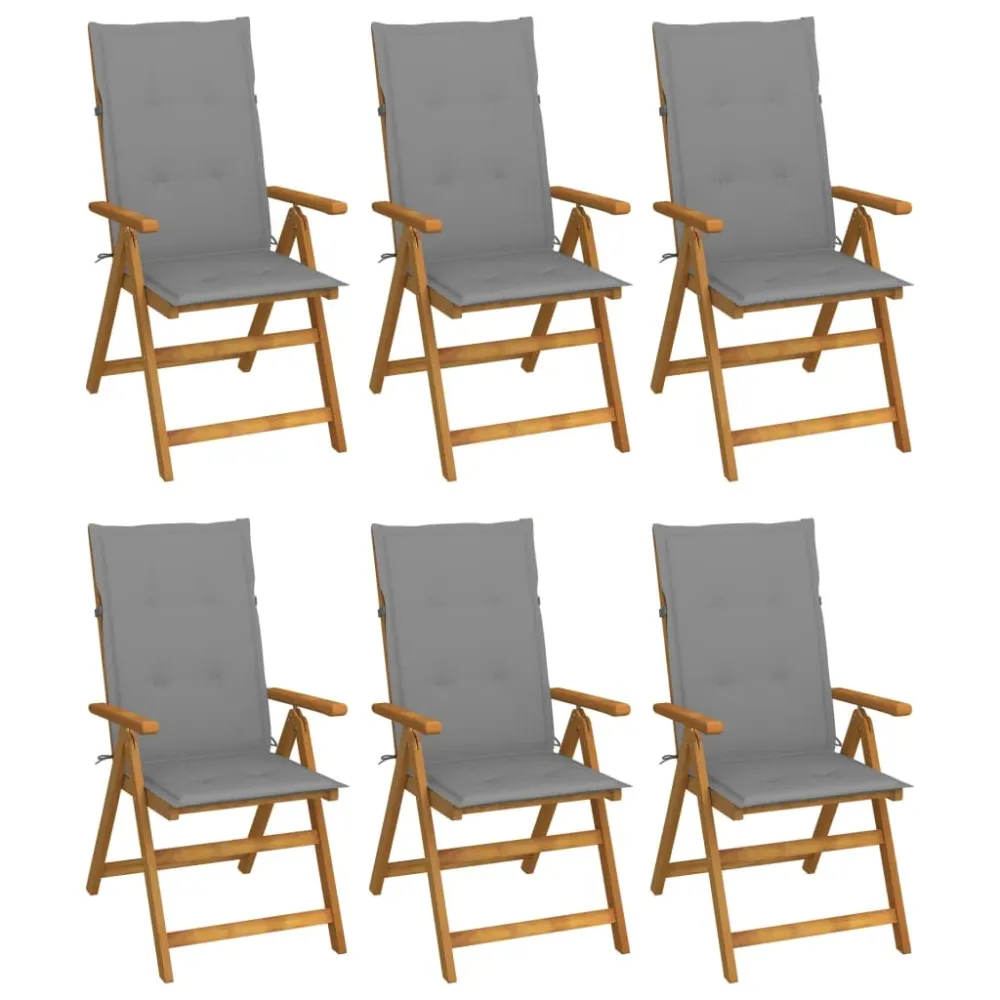 Tuinstoelen 6 st inklapbaar met kussens massief acaciahout vidaXL