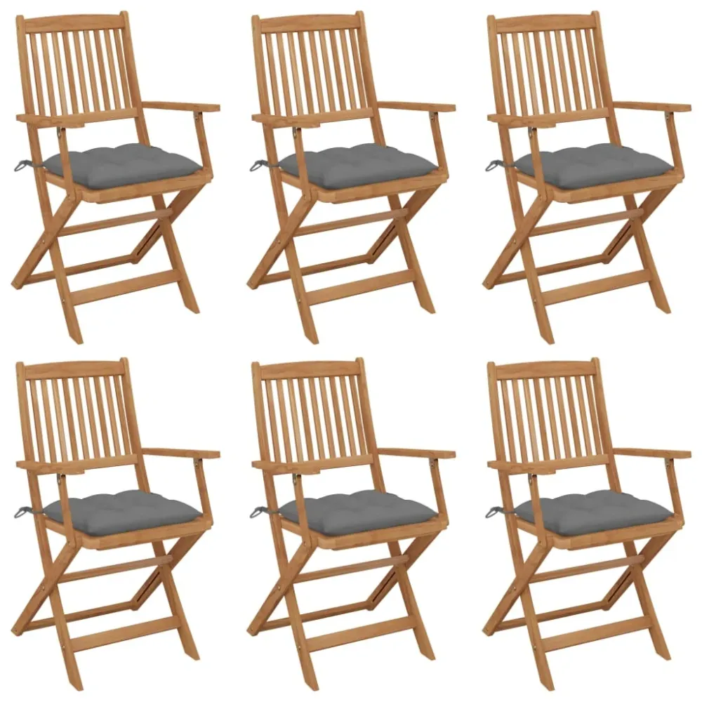 Tuinstoelen 6 st inklapbaar met kussens massief acaciahout vidaXL