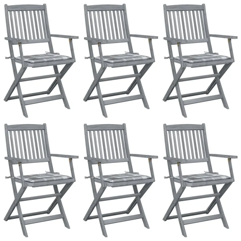 Tuinstoelen 6 st inklapbaar met kussens massief acaciahout vidaXL