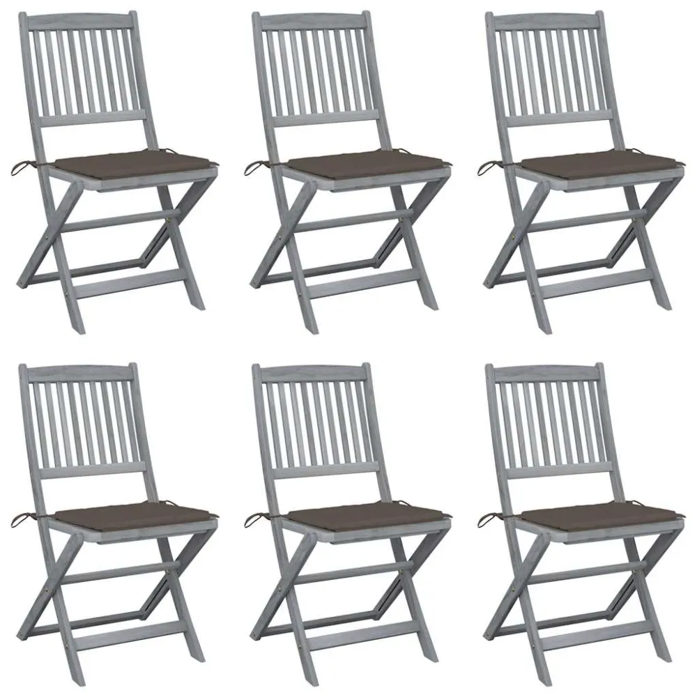 Tuinstoelen 6 st inklapbaar met kussens massief acaciahout vidaXL