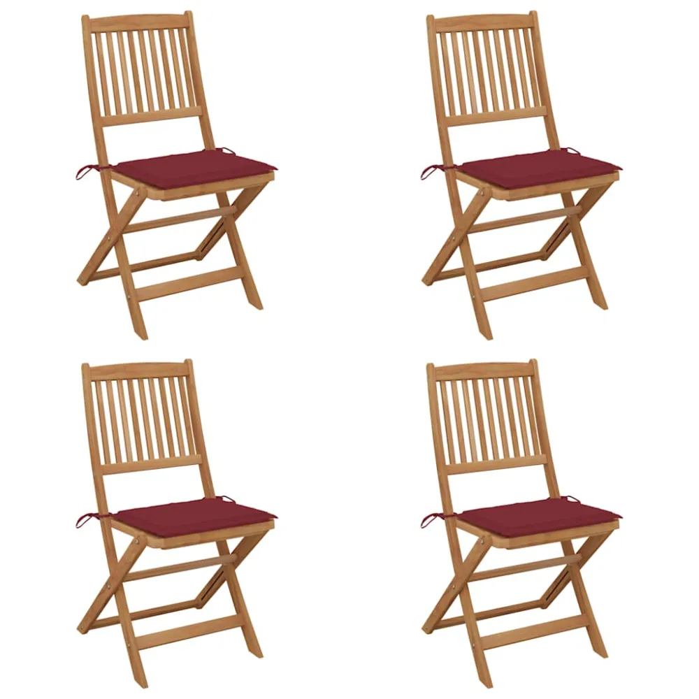 Tuinstoelen 4 st inklapbaar met kussens massief acaciahout vidaXL