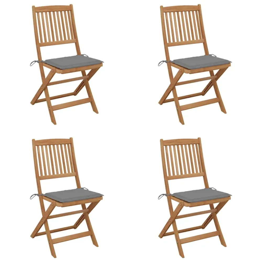Tuinstoelen 4 st inklapbaar met kussens massief acaciahout vidaXL
