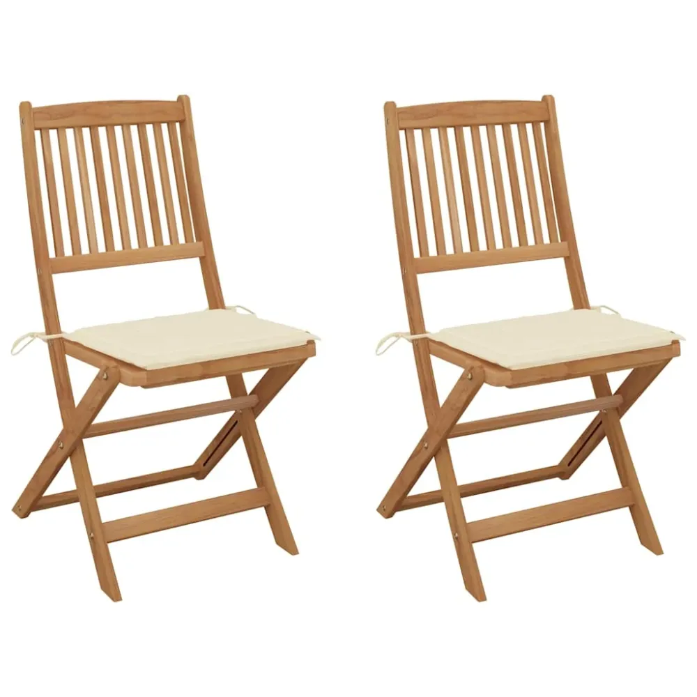 Tuinstoelen 2 st inklapbaar met kussens massief acaciahout vidaXL