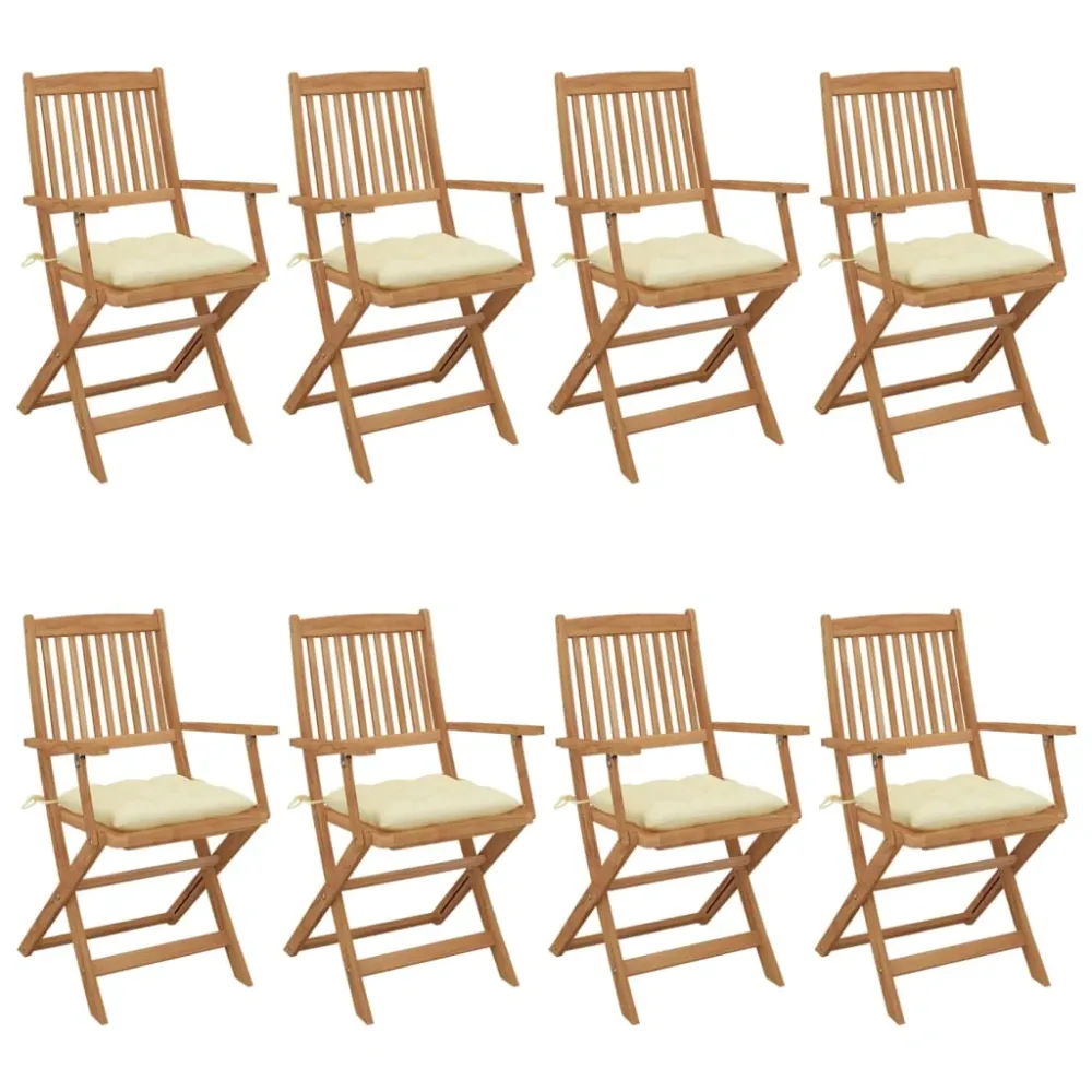 Tuinstoelen 8 st inklapbaar met kussens massief acaciahout vidaXL