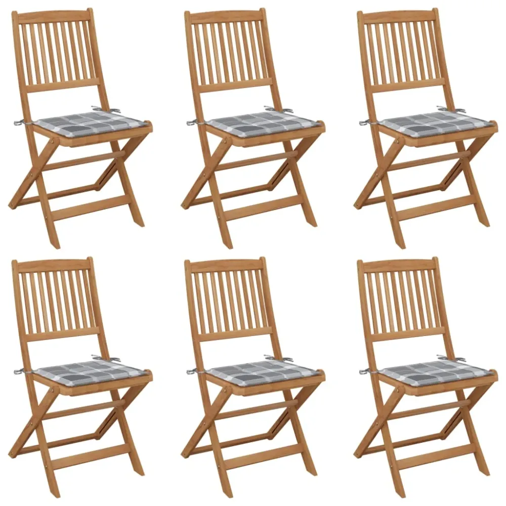 Tuinstoelen 6 st inklapbaar met kussens massief acaciahout vidaXL