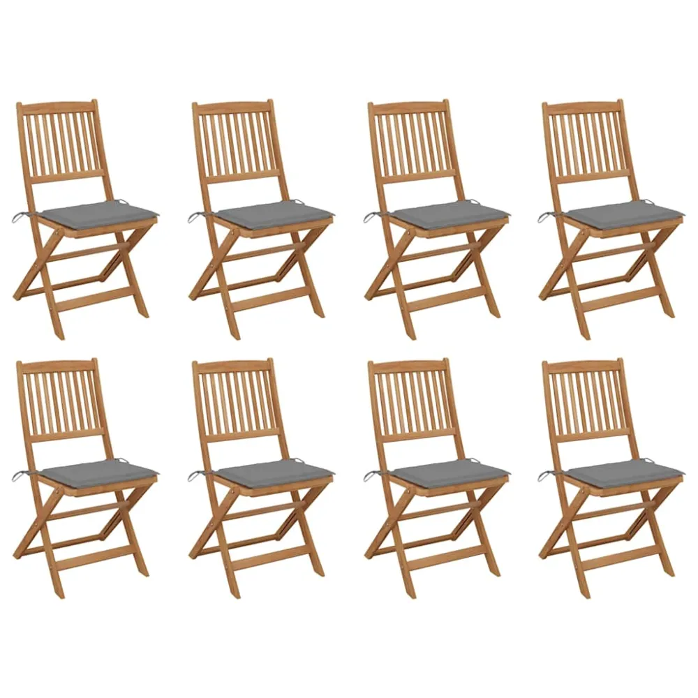 Tuinstoelen 8 st inklapbaar met kussens massief acaciahout vidaXL