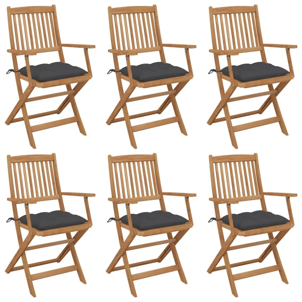 Tuinstoelen 6 st inklapbaar met kussens massief acaciahout vidaXL
