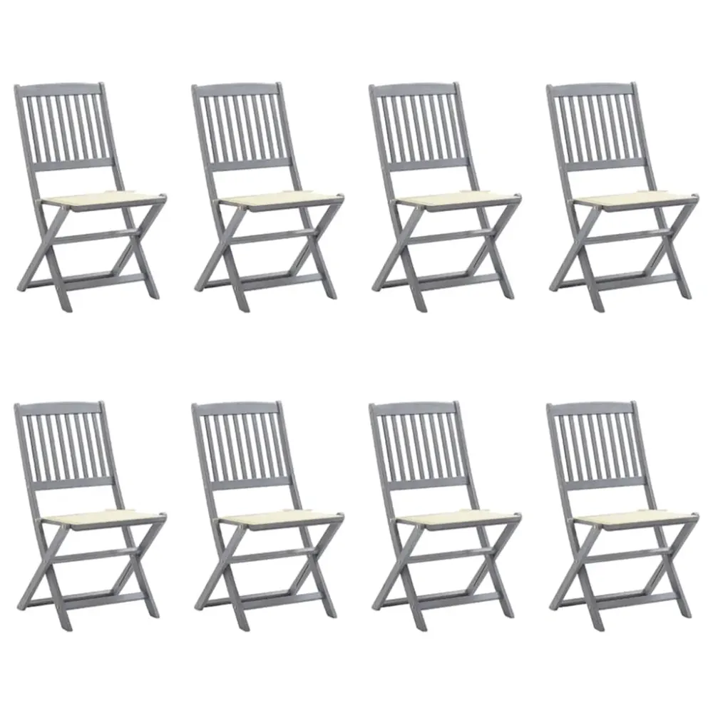 Tuinstoelen 8 st inklapbaar met kussens massief acaciahout vidaXL