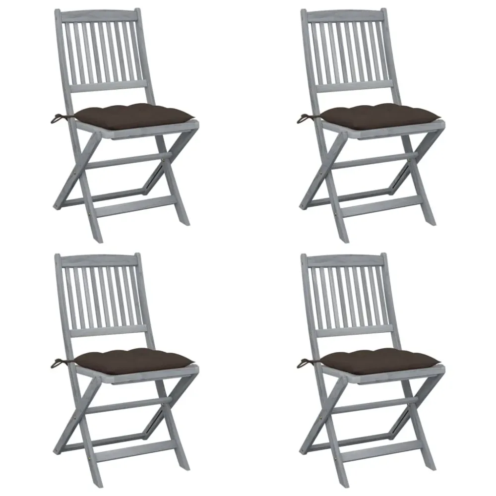 Tuinstoelen 4 st inklapbaar met kussens massief acaciahout vidaXL