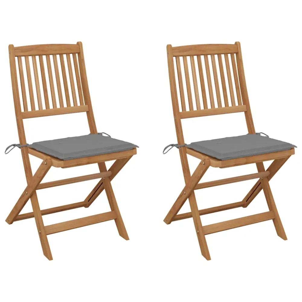 Tuinstoelen 2 st inklapbaar met kussens massief acaciahout vidaXL