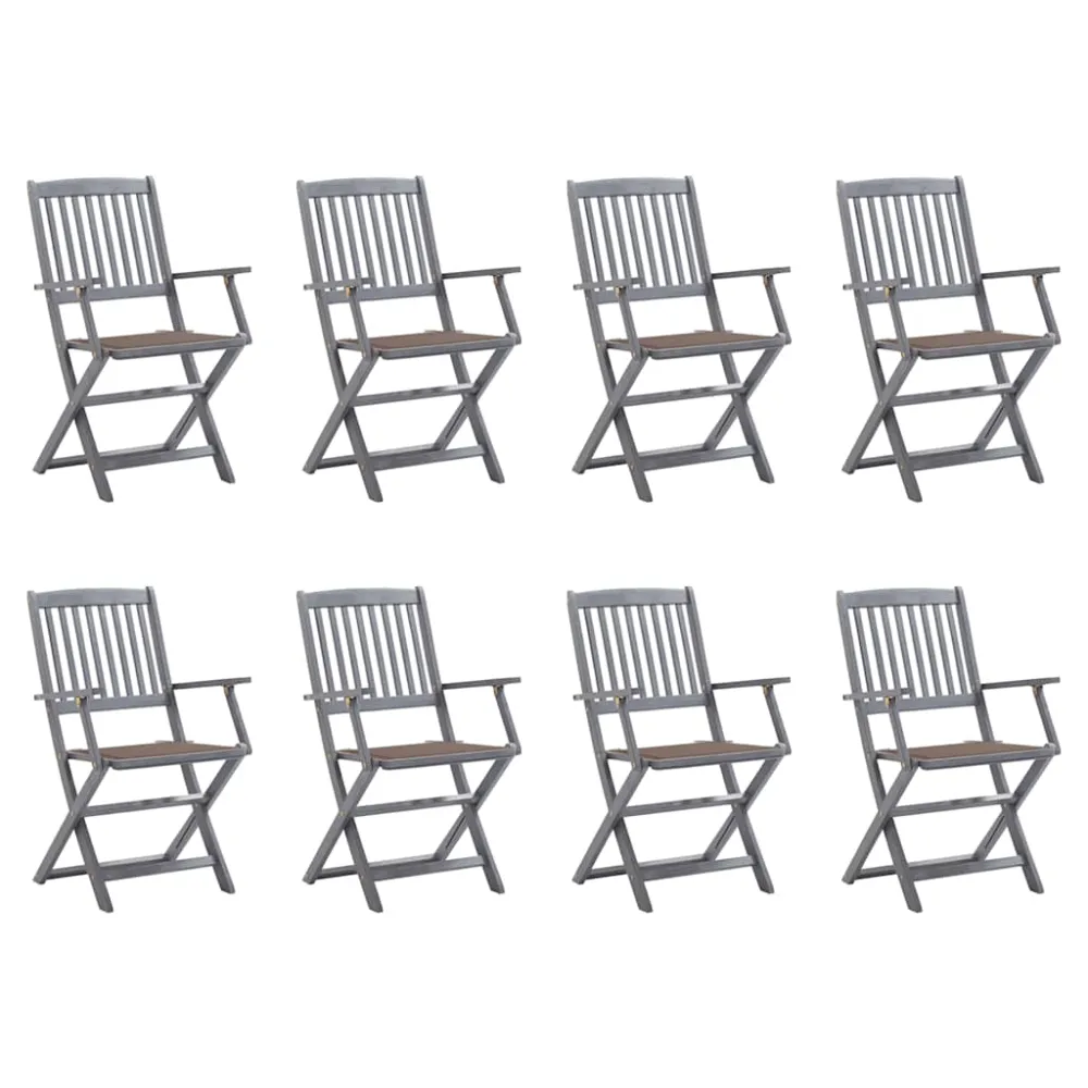 Tuinstoelen 8 st inklapbaar met kussens massief acaciahout vidaXL