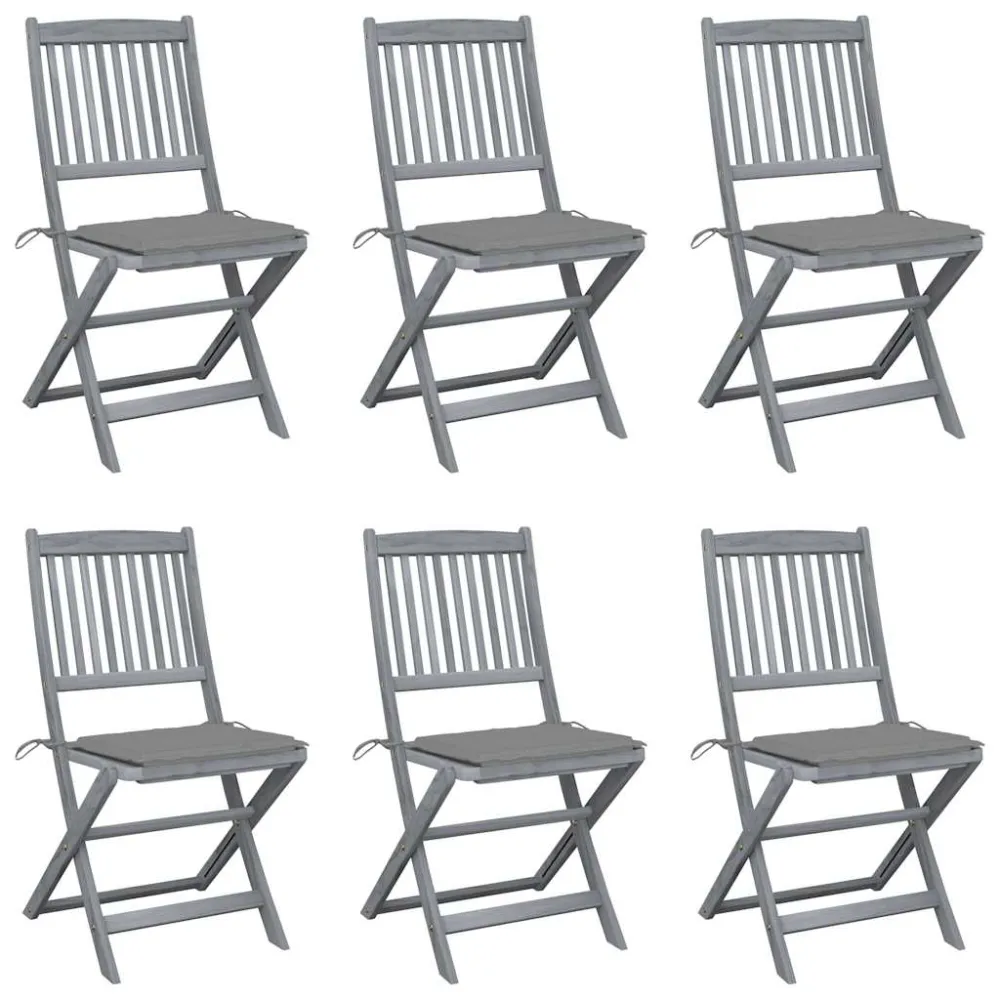 Tuinstoelen 6 st inklapbaar met kussens massief acaciahout vidaXL