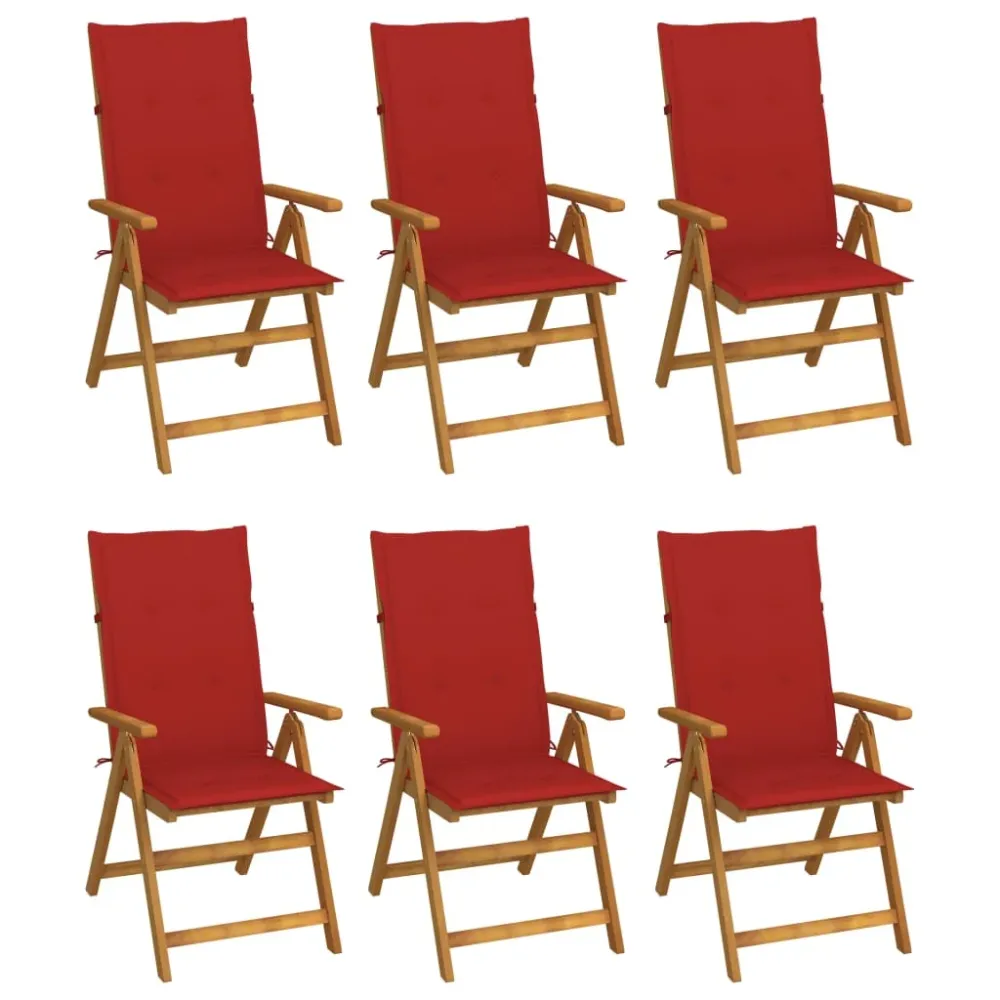 Tuinstoelen 6 st inklapbaar met kussens massief acaciahout vidaXL