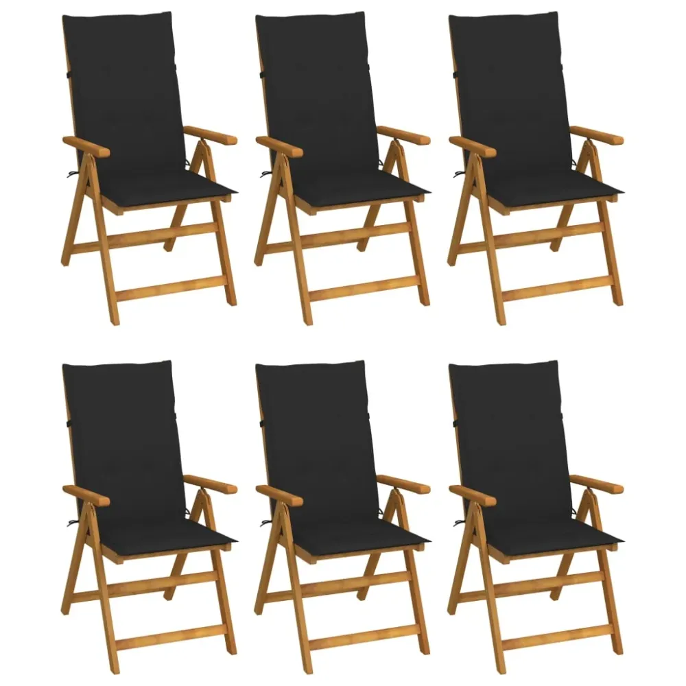 Tuinstoelen 6 st inklapbaar met kussens massief acaciahout vidaXL