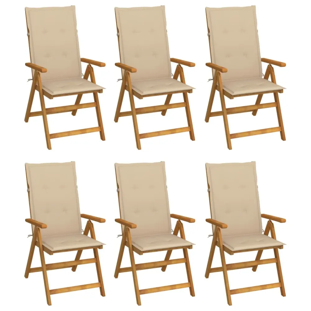 Tuinstoelen 6 st inklapbaar met kussens massief acaciahout vidaXL