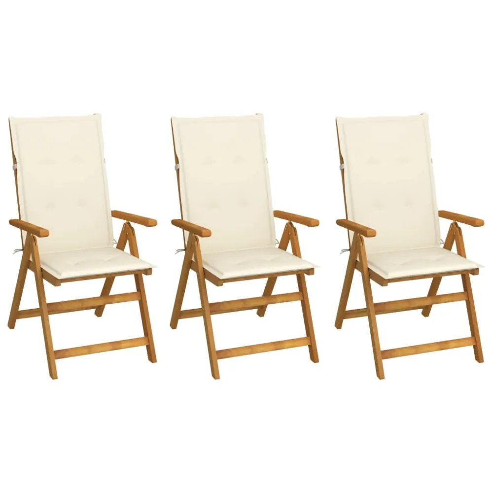Tuinstoelen 3 st inklapbaar met kussens massief acaciahout vidaXL