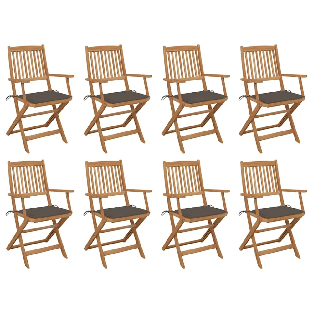 Tuinstoelen 8 st inklapbaar met kussens massief acaciahout vidaXL