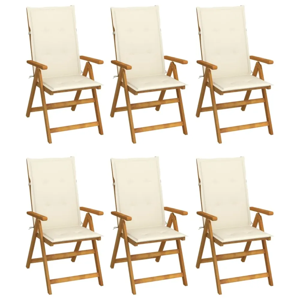 Tuinstoelen 6 st inklapbaar met kussens massief acaciahout vidaXL