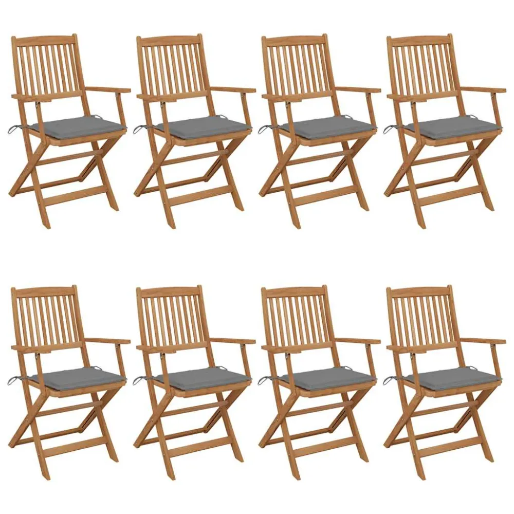 Tuinstoelen 8 st inklapbaar met kussens massief acaciahout vidaXL