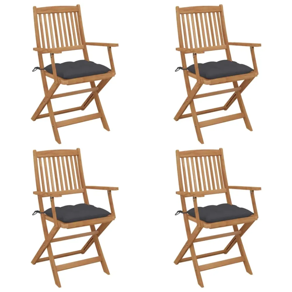 Tuinstoelen 4 st inklapbaar met kussens massief acaciahout vidaXL