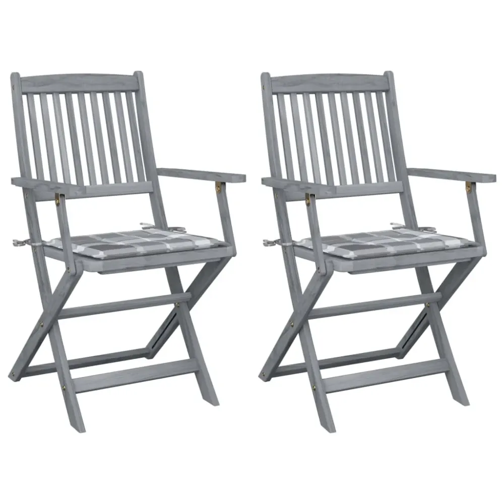 Tuinstoelen 2 st inklapbaar met kussens massief acaciahout vidaXL