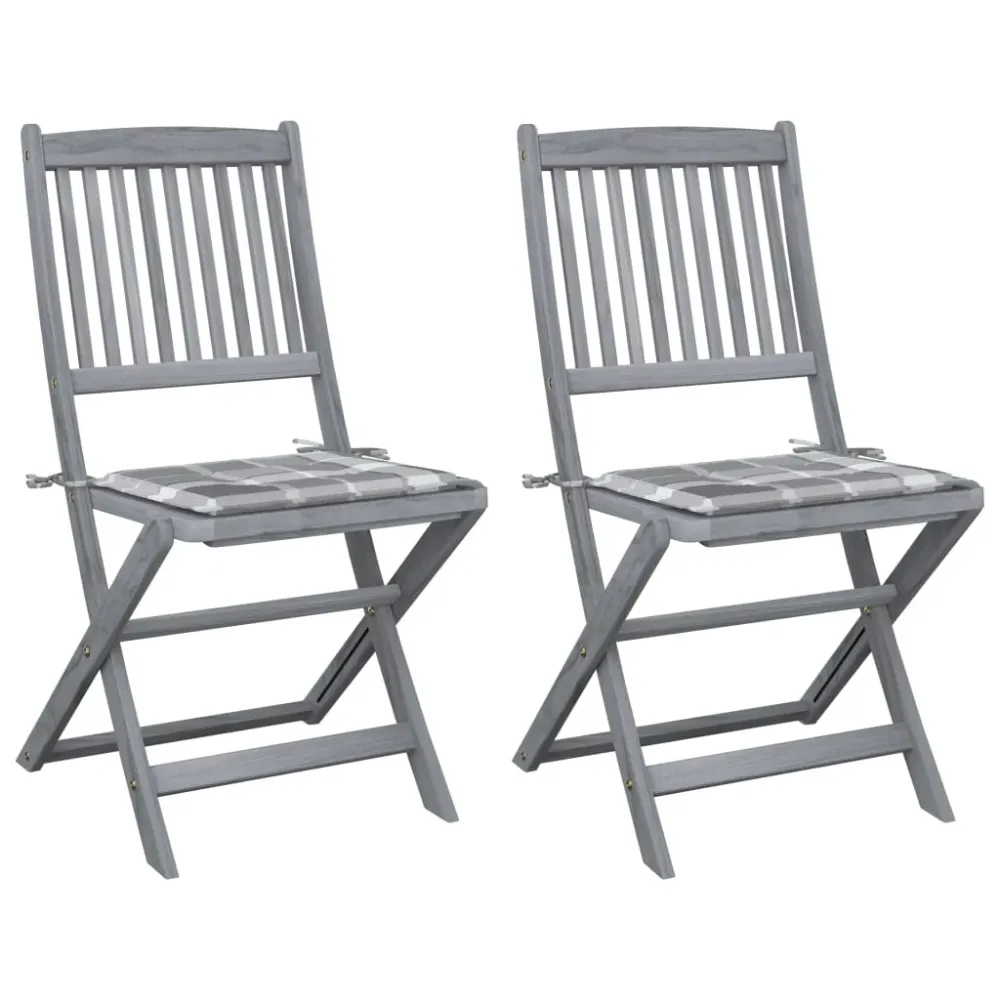 Tuinstoelen 2 st inklapbaar met kussens massief acaciahout vidaXL