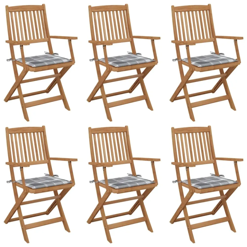 Tuinstoelen 6 st inklapbaar met kussens massief acaciahout vidaXL