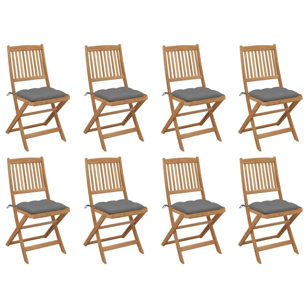 Tuinstoelen 8 st inklapbaar met kussens massief acaciahout vidaXL