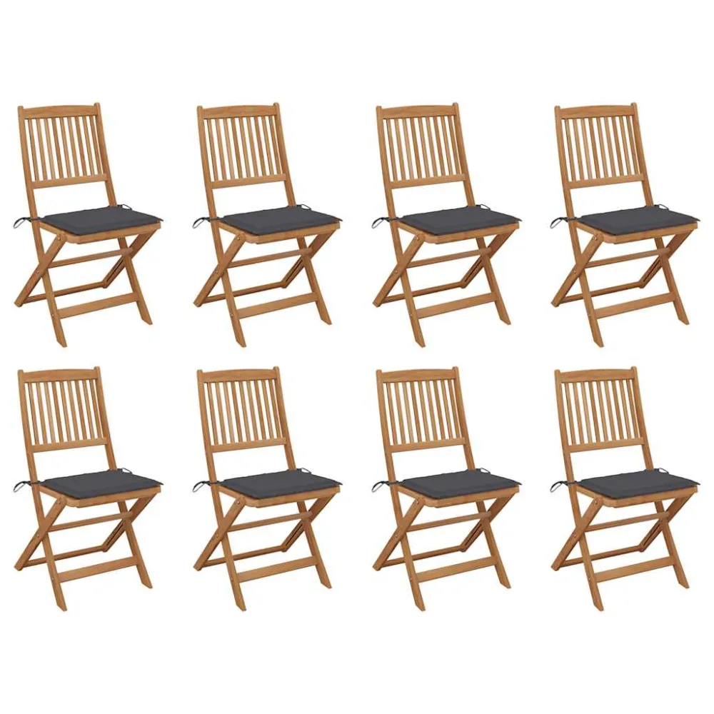 Tuinstoelen 8 st inklapbaar met kussens massief acaciahout vidaXL