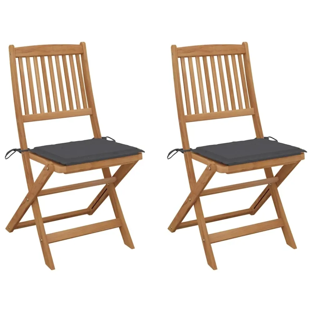 Tuinstoelen 2 st inklapbaar met kussens massief acaciahout vidaXL