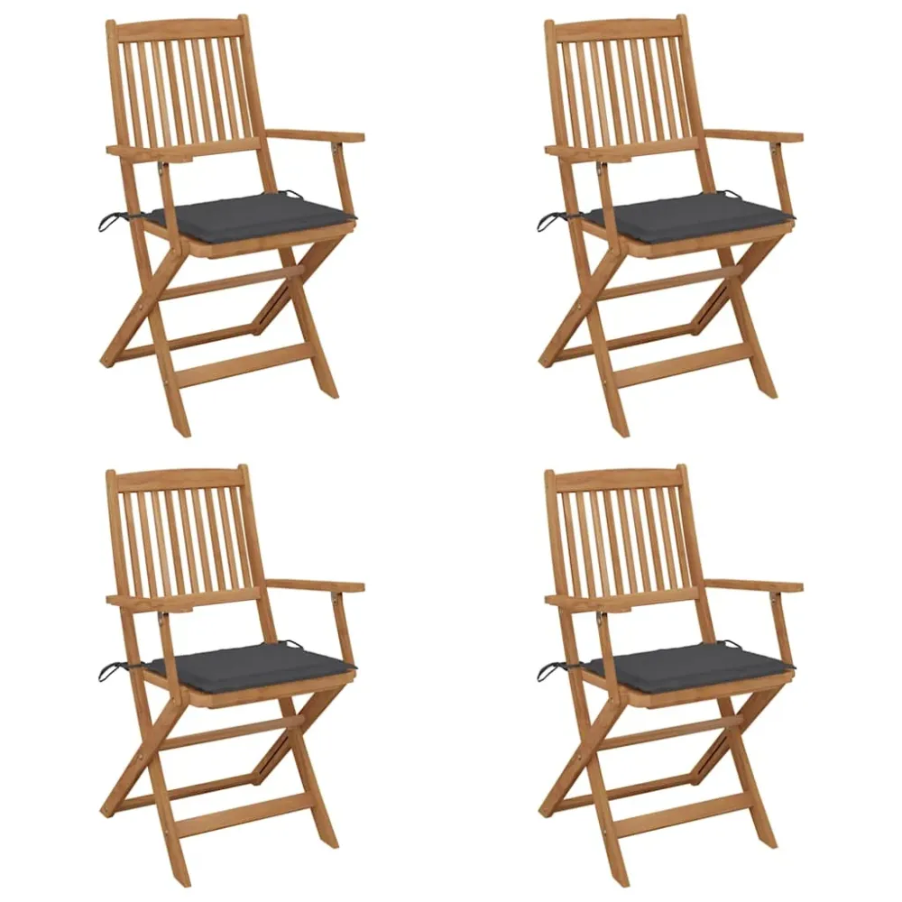 Tuinstoelen 4 st inklapbaar met kussens massief acaciahout vidaXL