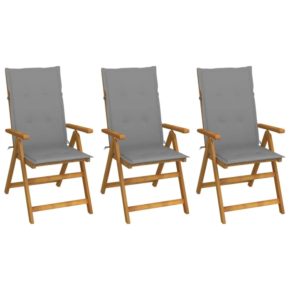 Tuinstoelen 3 st inklapbaar met kussens massief acaciahout vidaXL