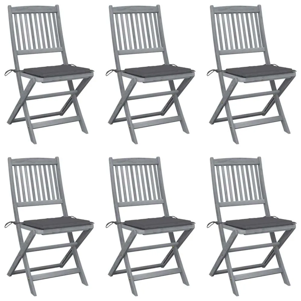 Tuinstoelen 6 st inklapbaar met kussens massief acaciahout vidaXL