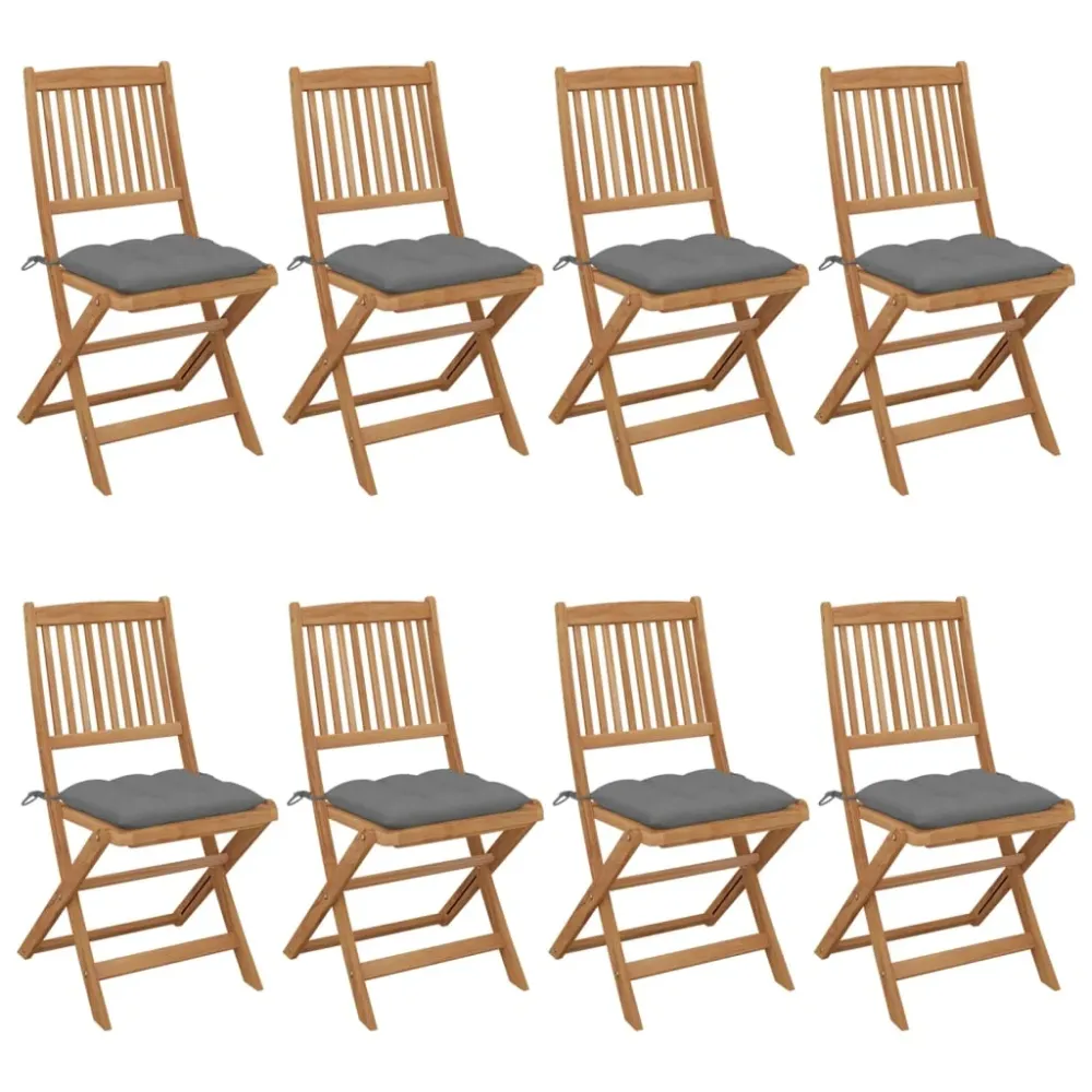 Tuinstoelen 8 st inklapbaar met kussens massief acaciahout vidaXL