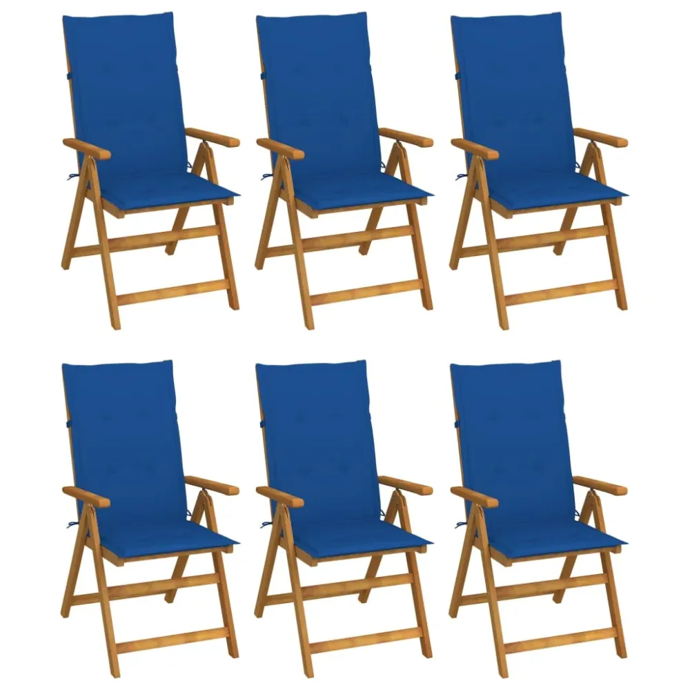 Tuinstoelen 6 st inklapbaar met kussens massief acaciahout vidaXL