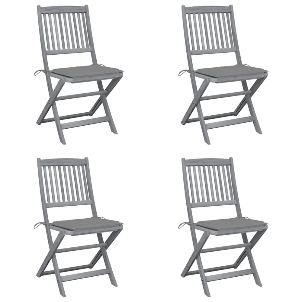 Tuinstoelen 4 st inklapbaar met kussens massief acaciahout vidaXL