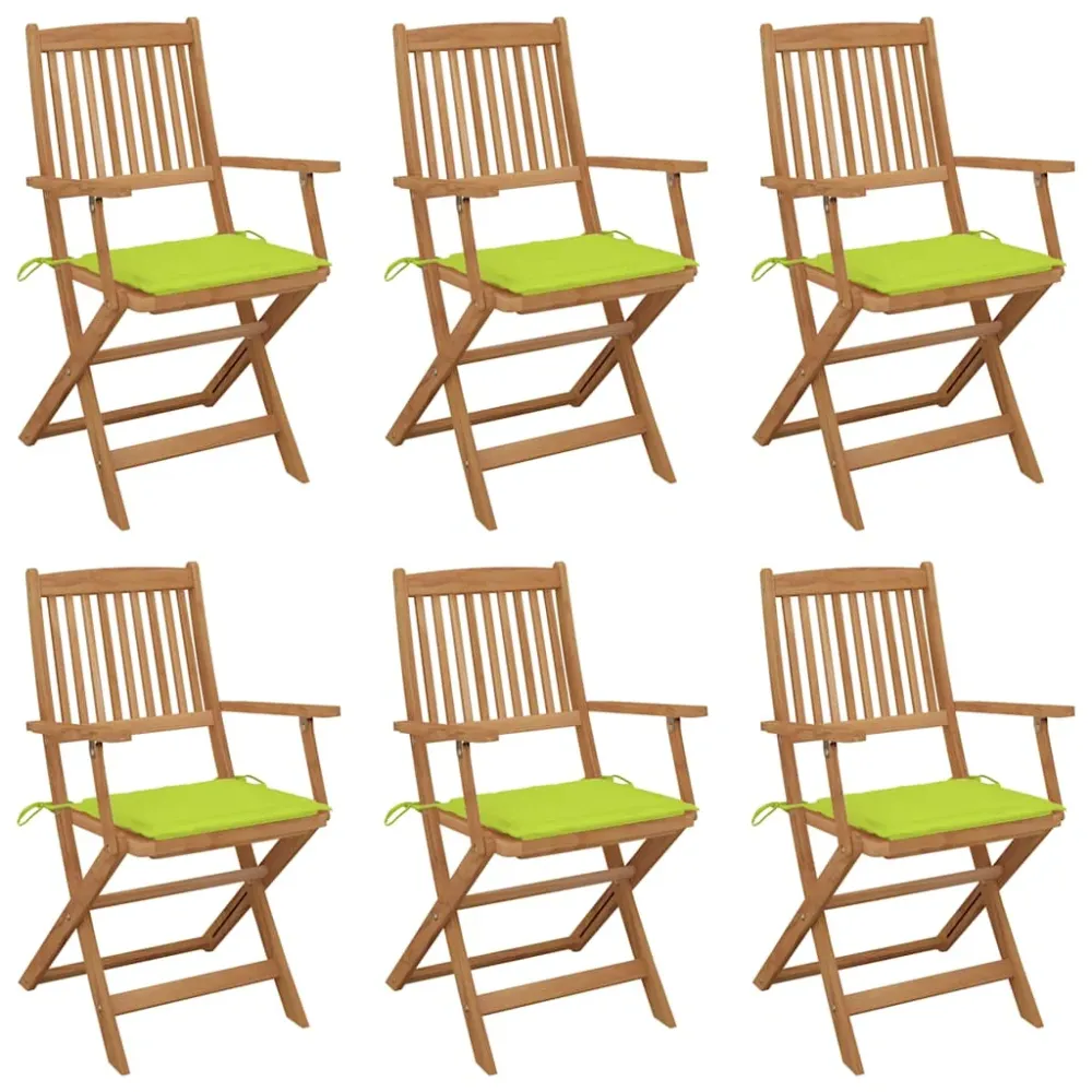 Tuinstoelen 6 st inklapbaar met kussens massief acaciahout vidaXL