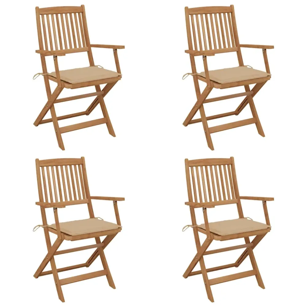 Tuinstoelen 4 st inklapbaar met kussens massief acaciahout vidaXL