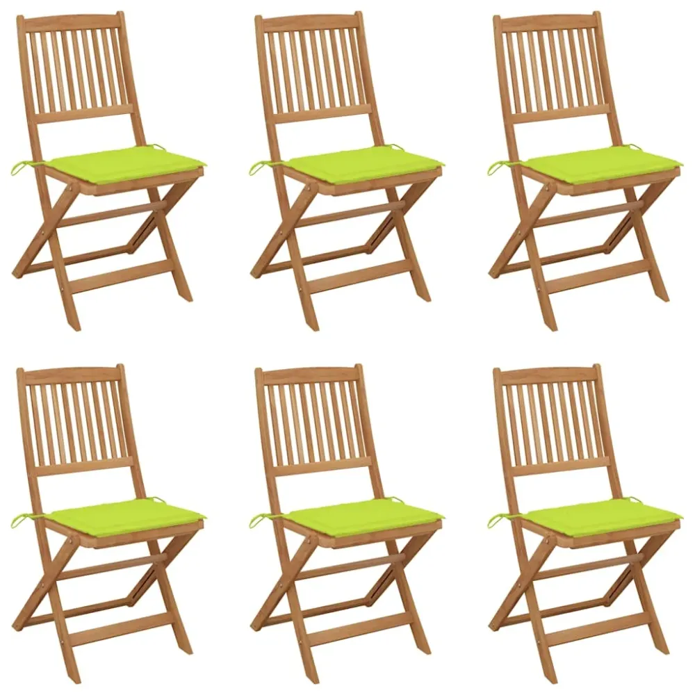 Tuinstoelen 6 st inklapbaar met kussens massief acaciahout vidaXL