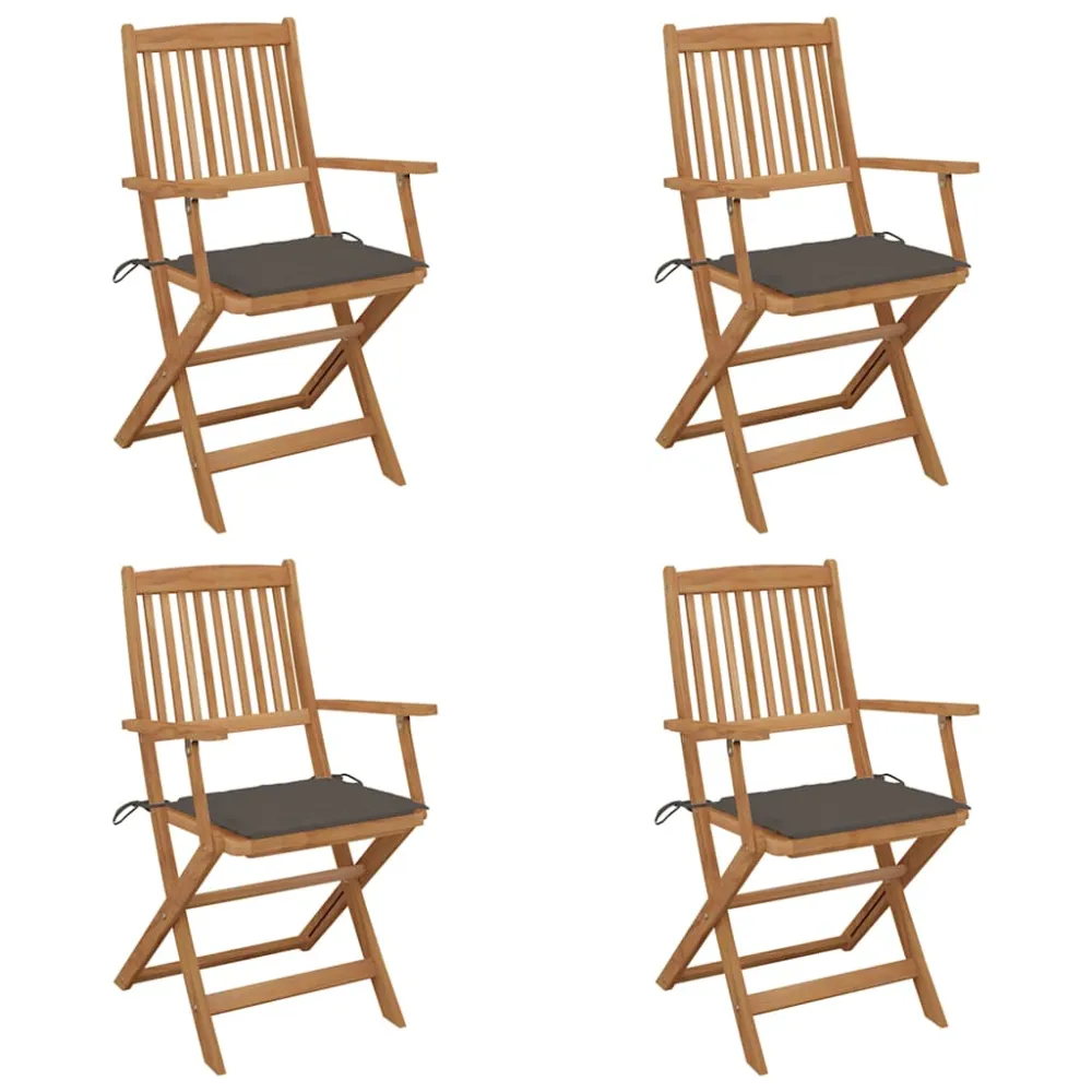 Tuinstoelen 4 st inklapbaar met kussens massief acaciahout vidaXL