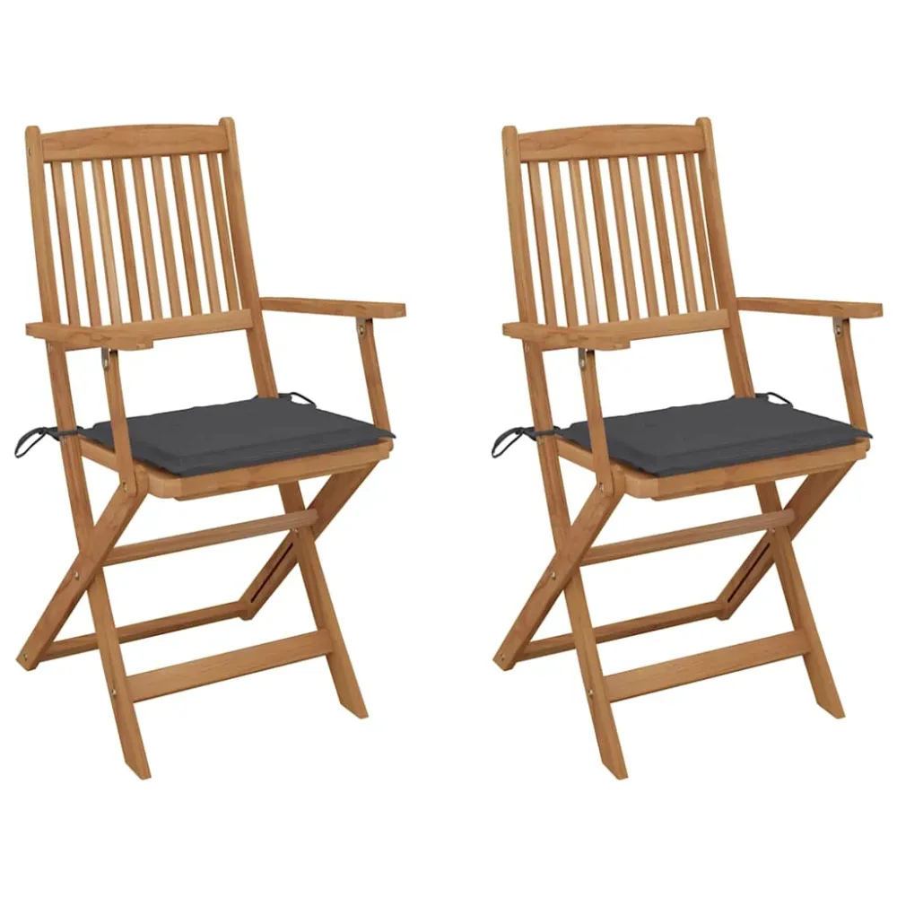 Tuinstoelen 2 st inklapbaar met kussens massief acaciahout vidaXL